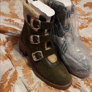 Vince Camuto Olive Triple Buckle Boots
